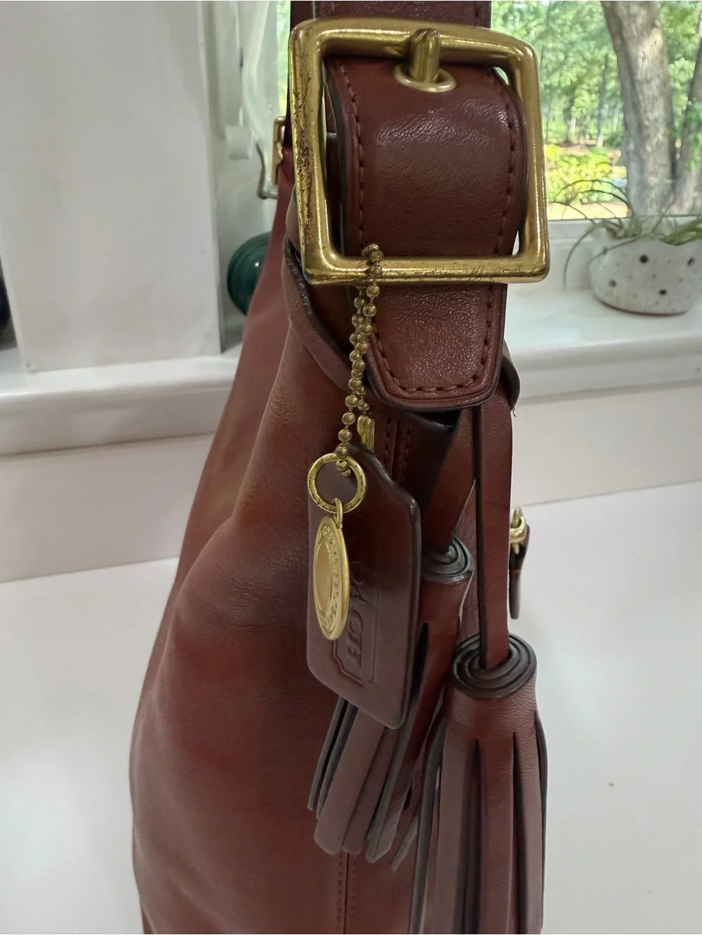 Coach Legacy Tassle 19889 Brown Leather Shoulder Bag with Wallet